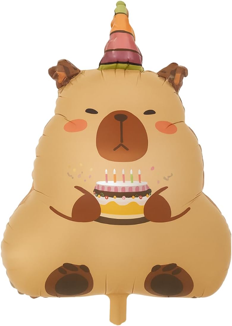 Balão Metalizado Capivara Cartelado – Foil Decorativo 1 Unidade por Cartela – Diversos Modelos (CAPIVARA CORPO COM BOLO)