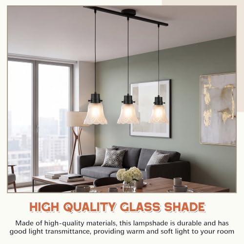 Image of 6 Pcs Frosted Flower Glass Ceiling Fan Globe Replacement for Light Cover | 2-1 /8 inch Fitter, 4-7 /8 inch W x 5 inch H, Standard E26 E27 Base Light Covers for Chandelier Table Lamp Wall Sconce Fixtures