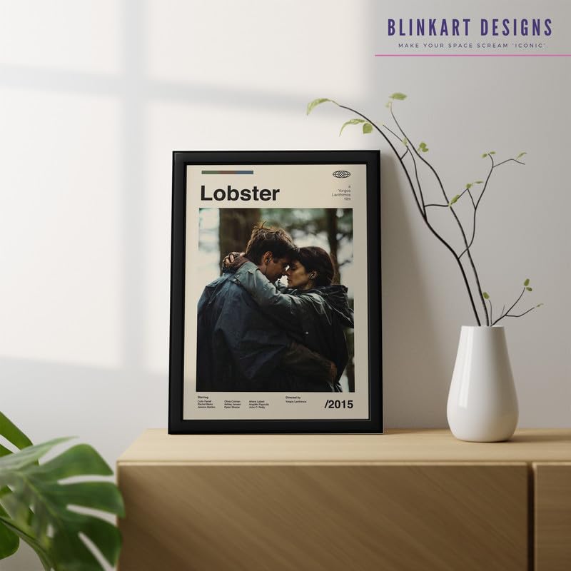 Image of BLINKART Lobster (2015) Movie Poster Frame 8x12 Inch | Premium 300 GSM Paper Wall Print | Mid Century Vintage Film Artwork for Home, Bedroom, Living Room, Office | Framed Photo Decor