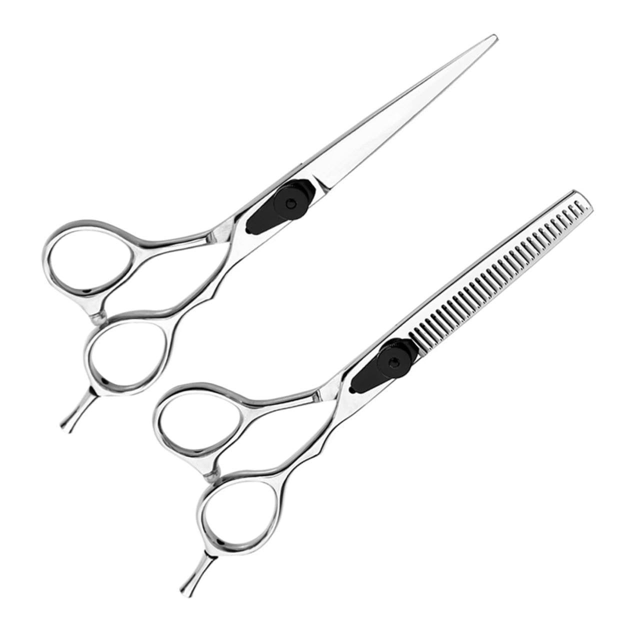 2 Stück 5, 5 Zoll Haarschneideschere aus Metall für Friseure | Silber, Schärfe und Farbbeständig, für Haarpflege im Salon und Haustieren