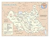 Palmetto Posters 24x31 Laminated Poster: Large detailed political and administrative map of south sudan with roads railroads cities and airports