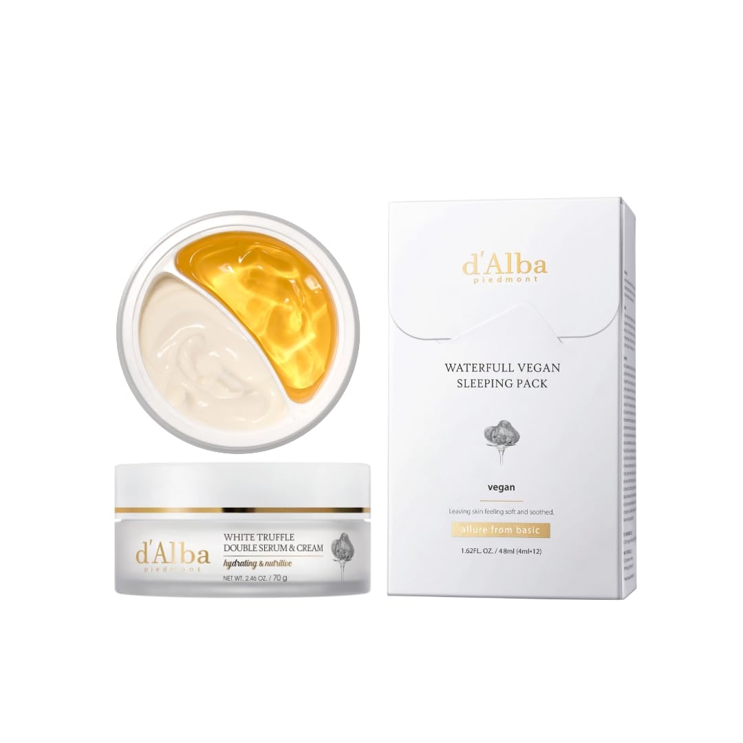 d'alba Piedmont Italian White Truffle Double Serum & Cream & Italian White Truffle Waterfull Vegan Sleeping Pack