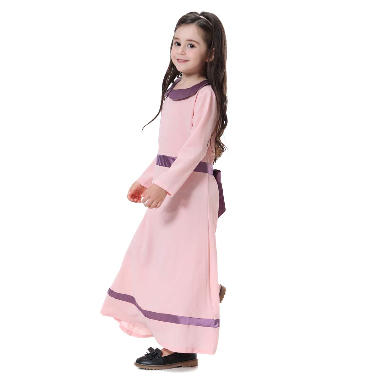 BaronHong Moslemiczny islamski arabska dziewczynka Abaya długi pasek na ubrania Thobe w zestawie, Rosa, 100 cm