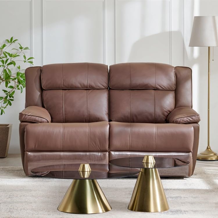 Image of Home Centre | Torino Half Leather 2-Seater Recliner Set | Recliner Sofa for Living Room | Solid Wood | Brown | 2 Year Warranty