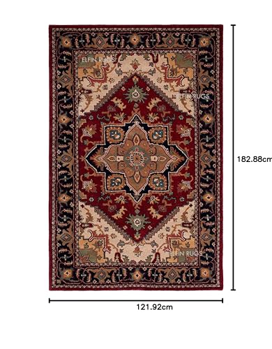 Image of 4x6 Ft Wool Tufted Rug - Compact Handcrafted Carpet for Small Living Rooms, Bedrooms & Study Areas
