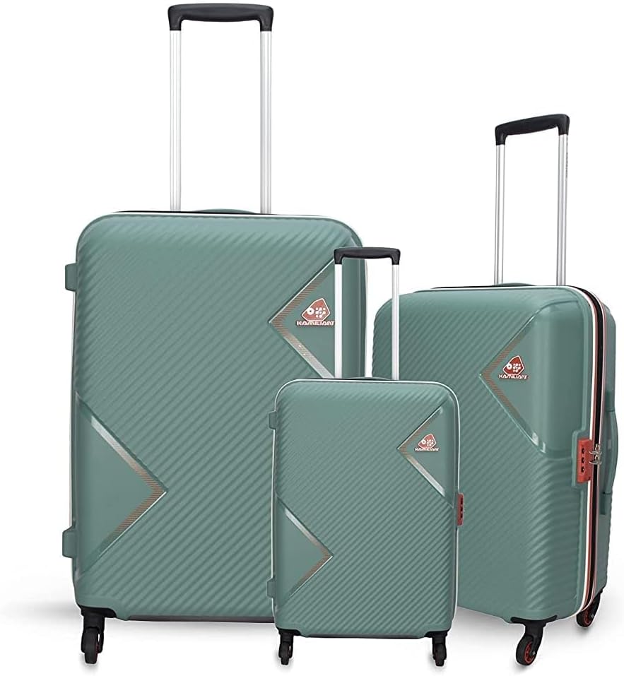 American Tourister Kamiliant Set of 3 Trolley Bags 55 Cm, 68 Cm and 79 Cm Small, Medium and Large Hard-Sided Polypropylene 4 Wheeler Spinner Luggage (Slate Grey, Set of 3)