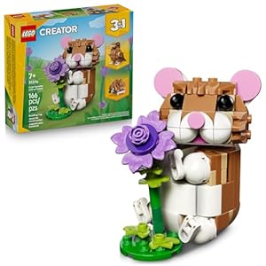 LEGO Creator 3 in 1 Cute Hamster with a Flower Building Toy for Girls & Boys, Ages 7+ – Kids Build a Hamster, Hedgehog or Eagle Animal Figure – Gift Idea for Birthdays – 31376
