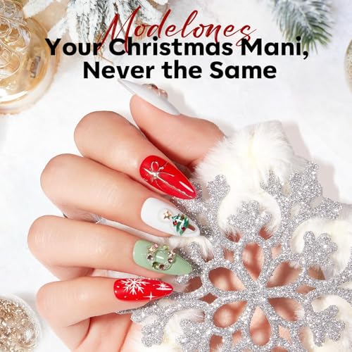 Image of modelones Gel Nail Polish Nail Charms 12Pcs Christmas 3D Nail Gems Templates Christmas Tree Santa Claus Reindeer Snowman Snowflakes Gingerbread Man Nail Rhinestones for Winter Holiday DIY Nail Art