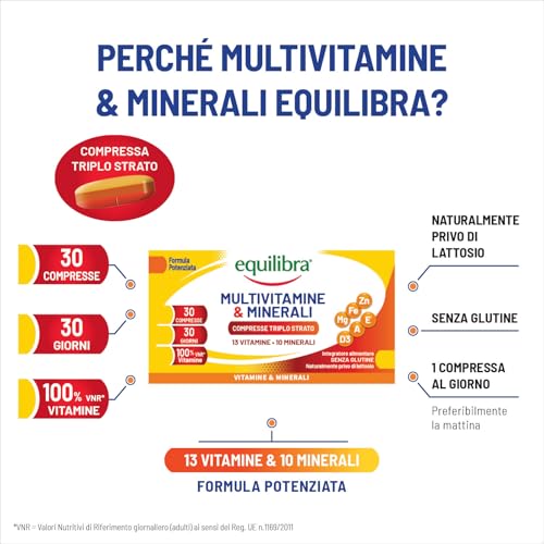 equilibra Integratori Alimentari, Multivitamine & Minerali, Formula Potenziata, per Energia, Sostegno, Mente, Metabolismo, 30 Compresse Triplo Strato a Rilascio Differenziato nel Tempo - Immagine 2