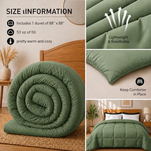 Image of Luxury Hotel Collection Cotton Comforter | All-Season Lightweight Quilt for Hot Sleepers | Plush, Breathable & Box-Stitched (Twin /Twin XL) SAGE