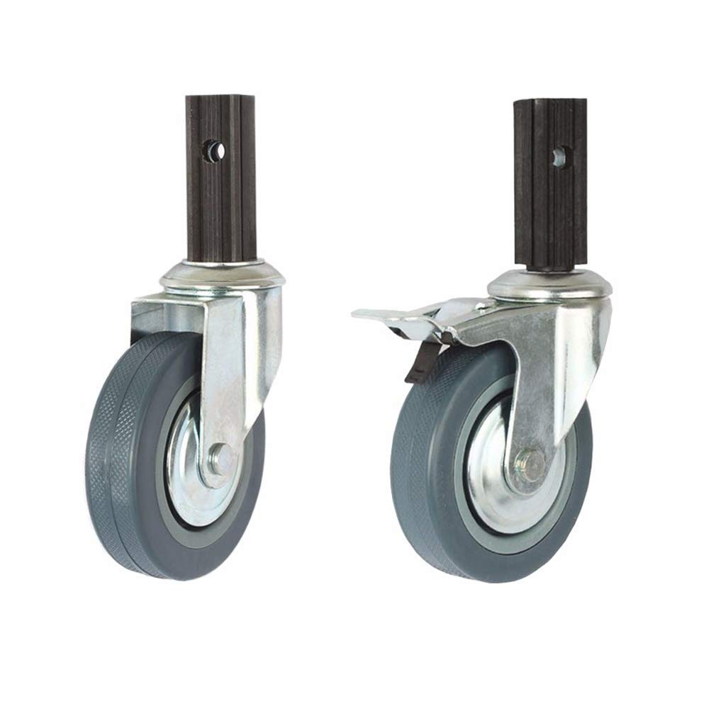 Juego de 4 ruedas giratorias para muebles, 100 mm con soporte de tubo cuadrado (23 x 68 mm), sin ruido, capacidad de 210 kg para carrito y coche de comedor