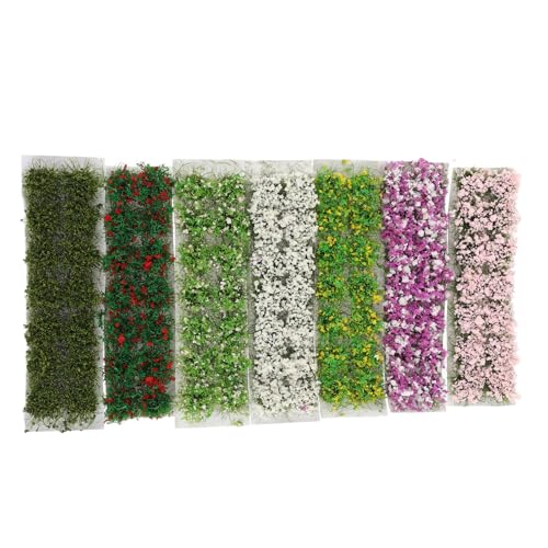 Plantes miniatures et gazon synthétique 8 mm réaliste avec fleurs multicolores de modélisme