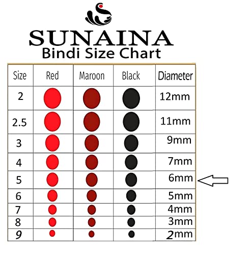 Image of Sunaina New Gold Sticker Kumkum Forehead Dark Red Round Pottu Bindis Velvet Bindi Box With 15 Cards /Flaps For Women & Girls (GDR-5 (6MM))