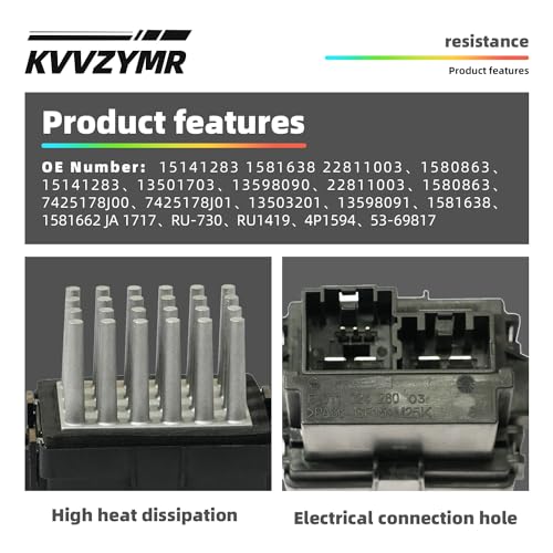 Image of AC Blower Motor Resistor Compatible with Chevrolet Silverado Tahoe Traverse Suburban Malibu Avalanche Equinox GMC YukonXL Sierra Acadia Cadillac Escalade CTS Buick Enclave,15141283 15-81638