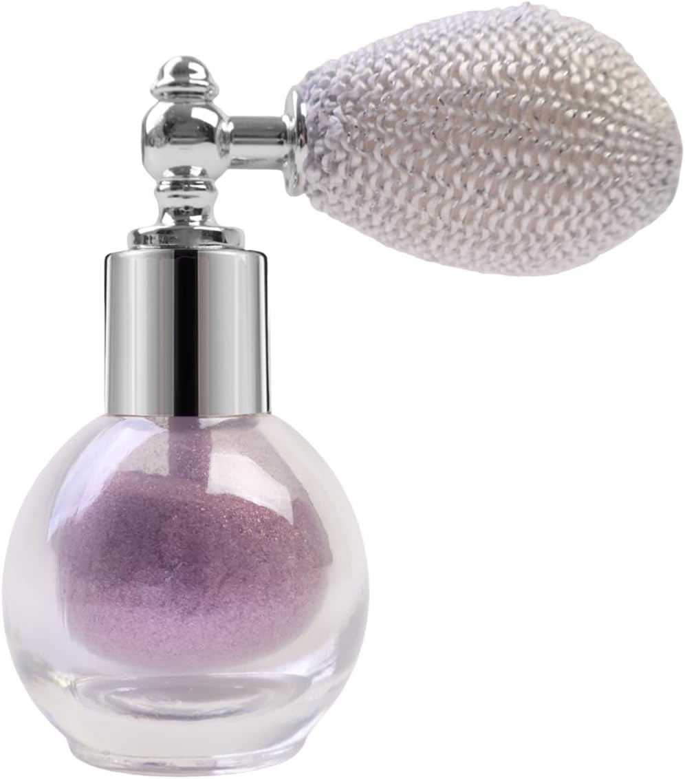 Shimmer Body Highlighter Powder Spray – Air Cushion Glitter Highlight for Face, Collarbone, Neck & Hair, Lightweight Sparkle Finish (Purple Nebula)