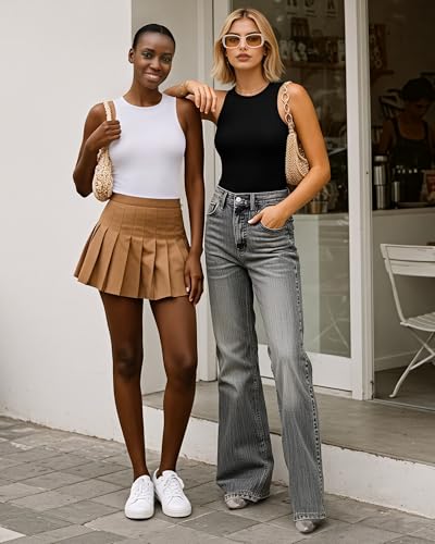 mangopop tank top body suits women sexy crew neck racerback halter ribbed sleeveless bodysuit for women