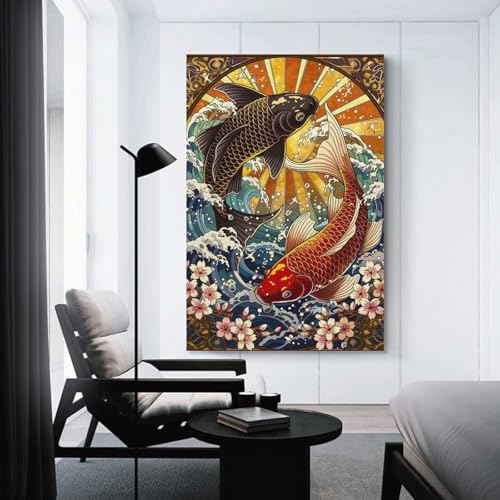 Impressions sur toile carpe koi sinyumoney peinture décoration murale salon moderne 40x60cm