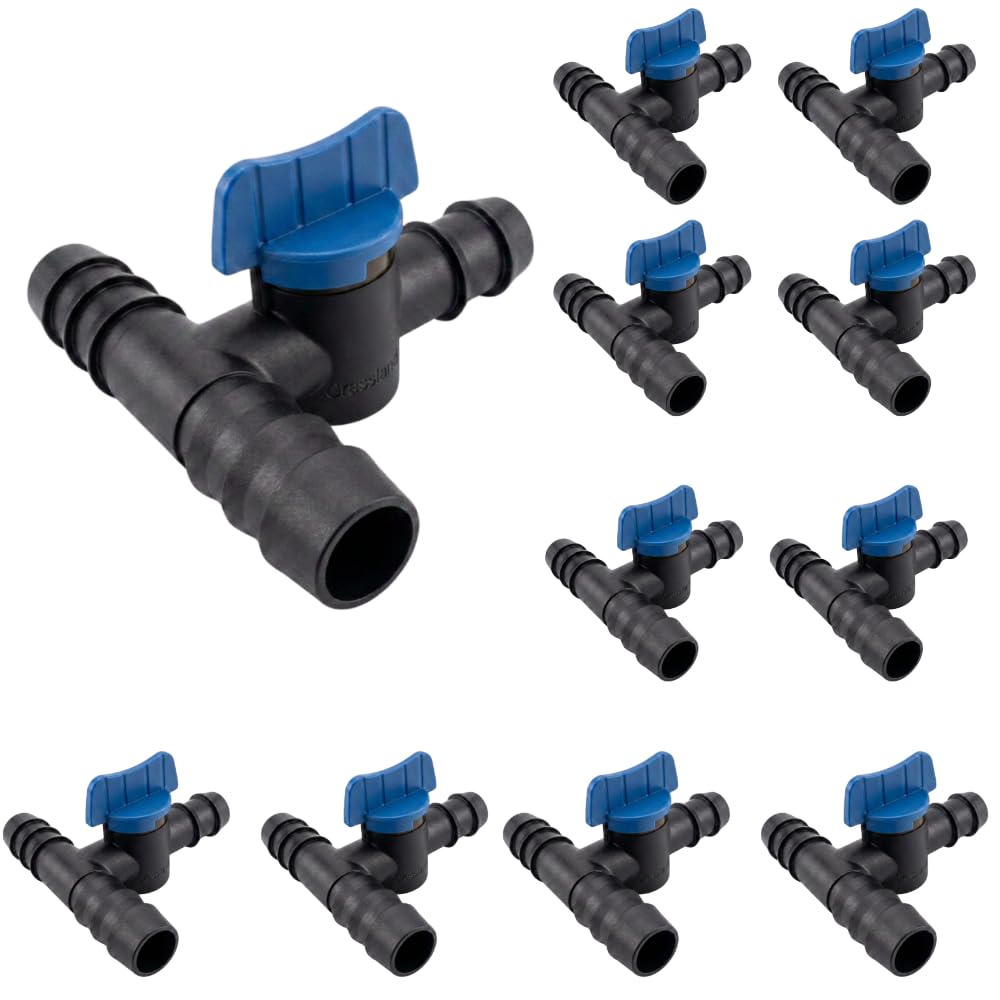 Grassland™ 16MM Drip Tee Connector with Tap Drip Irrigation Accessories for Watering Home Garden Pipe Multi Joint Connectors (Pack of -25 Pcs)-image-48