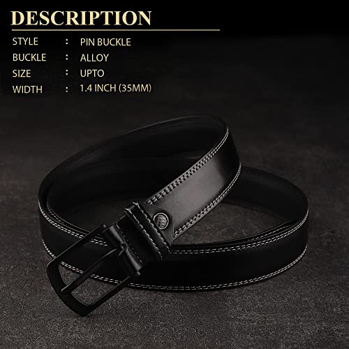 Image of ZORO Black Vegan Leather Belt for Men | TX10DS |Size 40