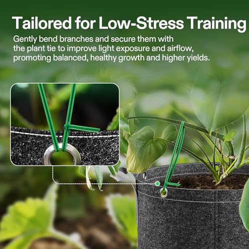 Image of VIVOSUN Twist Ties, 164 ft (50m) PE-Coated Green Plant Ties with Cutter, Reusable & Flexible Tomate Ties for Plant Support, Indoor Outdoor Gardening, Cable Management, Home Office Organization