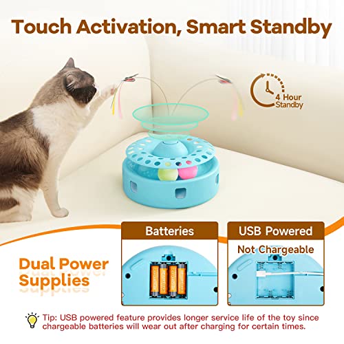 image for Potaroma Cat Toys 3-in-1 Automatic Interactive Kitten Toy, Fluttering 