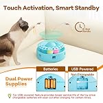 Potaroma Cat Toys 3-in-1 Automatic Interactive Kitten Toy, Fluttering Butterfly, Random Moving Ambush Feather, Track Balls, Dual Power Supplies, USB Powered, Indoor Exercise Cat Kicker (Blue) - Image 6