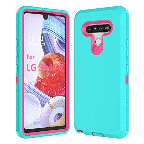 Thybx LG Stylo 6 Case, Phone Case for LG Stylo 6/LG K71/LG Stylus 6, [Drop Protection] Full Body Shockproof Grip Plastic Bumper TPU 3-Layers Durable Phone Sturdy Hard Cover for LG Stylo 6 [Turquoise]