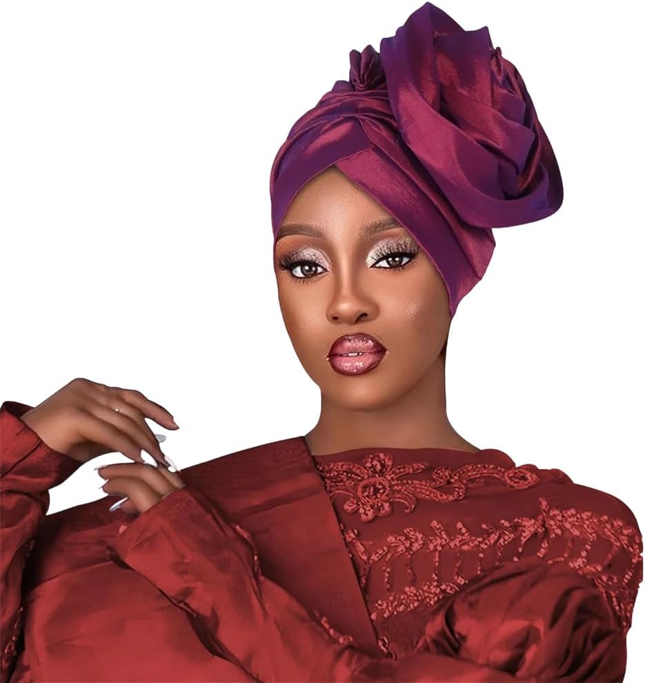 Dvbfufv Women Elegant Elastic Big Flower Turban Cap for African Lady Headwrap Islamic Bonnet Hat