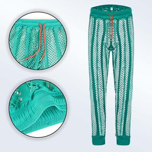 Men's Fishnet Pants Male See Through Bottoms Mesh Pants for Men4