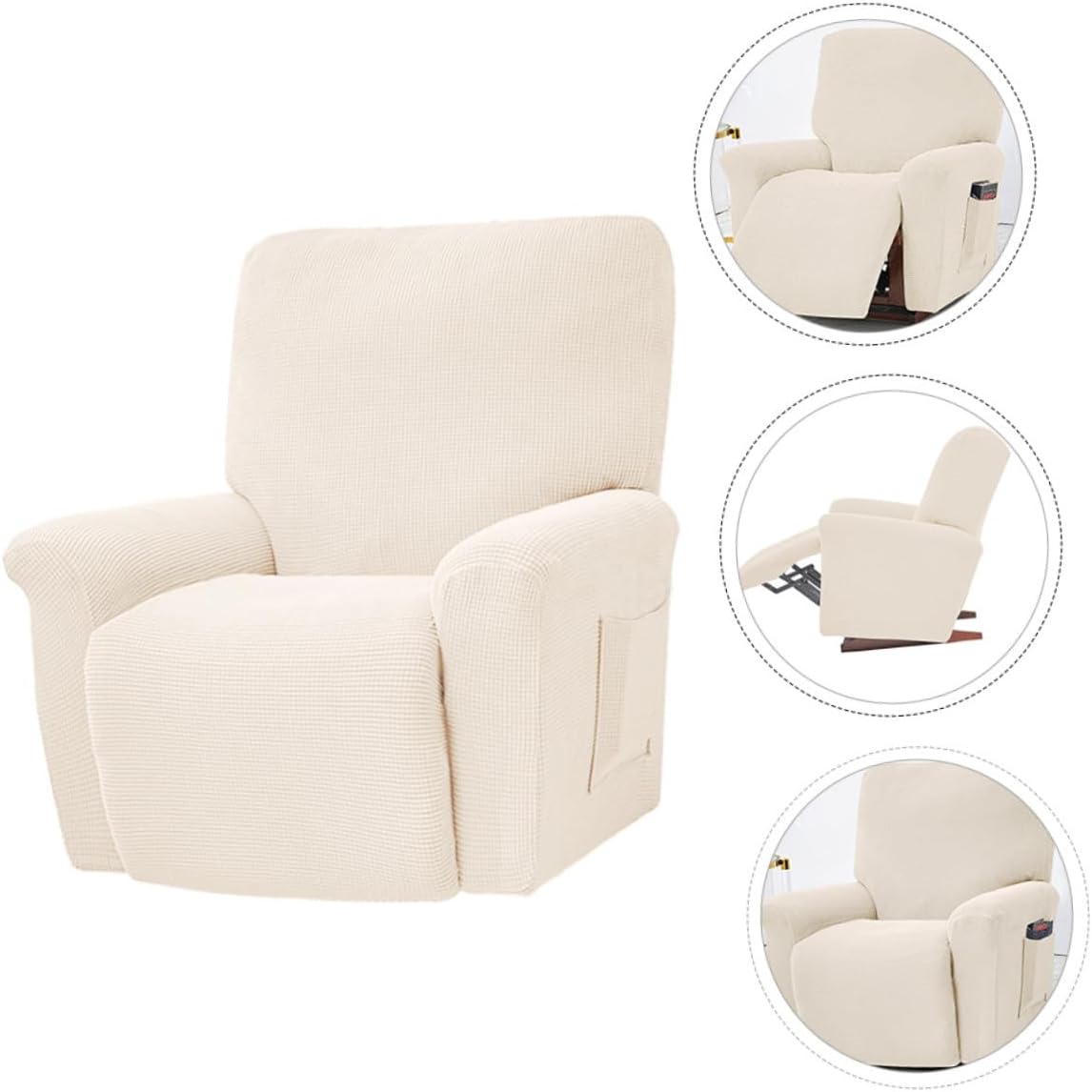 All-Inclusive Elastic Seat Cover White Fleece Stretch Chair Slipcover Comfortable Massage Armchair Protector for Home Office Furniture