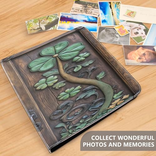 Álbum de fotos adhesivo bricolaje álbum de recortes tréboles tema de San Patricio archivadores de anillos de 3 anillos libro de fotos 40 páginas 8x10 para memoria miniatura 5