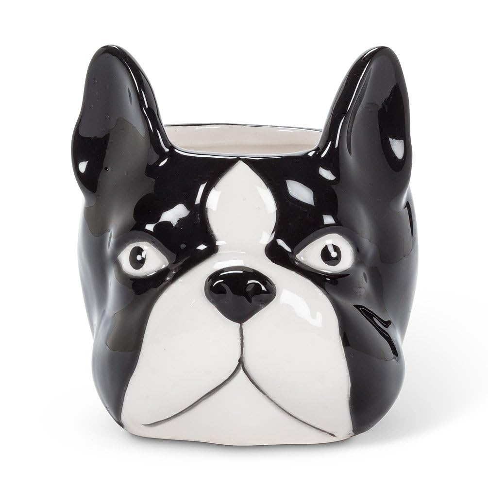 212 Main 4.2 in. Dog Head Planter Black & White - Large