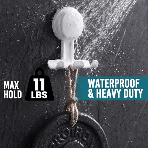 Image of TAILI Suction Cup Razor Holder for Shower 2 Pack, Upgraded Visible Safety Indicator, Rust-Resistant Bathroom Organizer, No-Drill Glass Shower Wall Hook for Towel, Loofah, Razor, Squeegee, Easy to Use