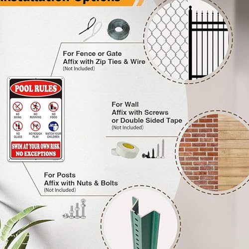Miniatura 4 de Cartel De Normas De Piscina,Placa Decorativa De Advertencia De 20x30 Cm Accesorios De Seguridad Para Piscina - Para Exterior Verano Playa Jardín Terra Puerta Casa Gimnasio Hogar