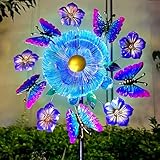 Solar Wind Spinners Outdoors for Yard and Garden - 40 Inch Metal Wind Sculpture, Outdoor Kinetic Windmill with Multi-Color Led Lights for Patio, Lawn & Garden Decoration (Butterfly)