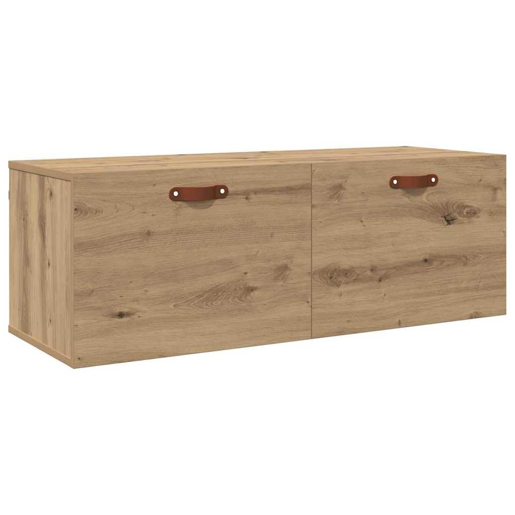 Armoire murale suspendue 100cm avec grands casiers de rangement bois