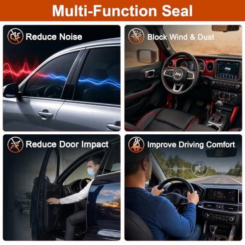 Image of alophoty Car Door Seal Strip, 86.9 Ft, Double Layer 5-Hole, 0.59 inch x 0.47 inch