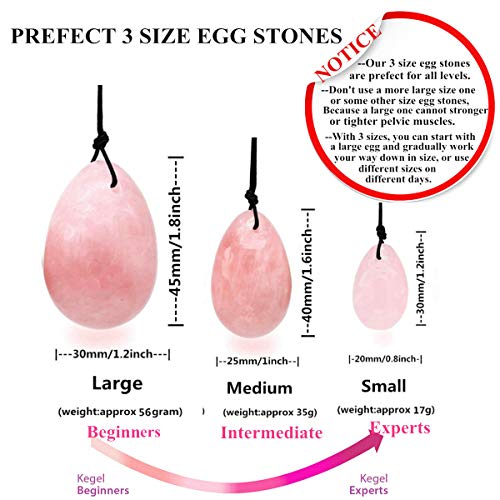 Top-Vra Yoni Eggs Jade Stone Egg Yoni Egg, Gia Certified,Eggs Stones 3Pcs Crystal Chakra Healing Yoga Exercise Eggs To Train Pc Muscles For Women Exercise (Rose Quartz) #TOP6
