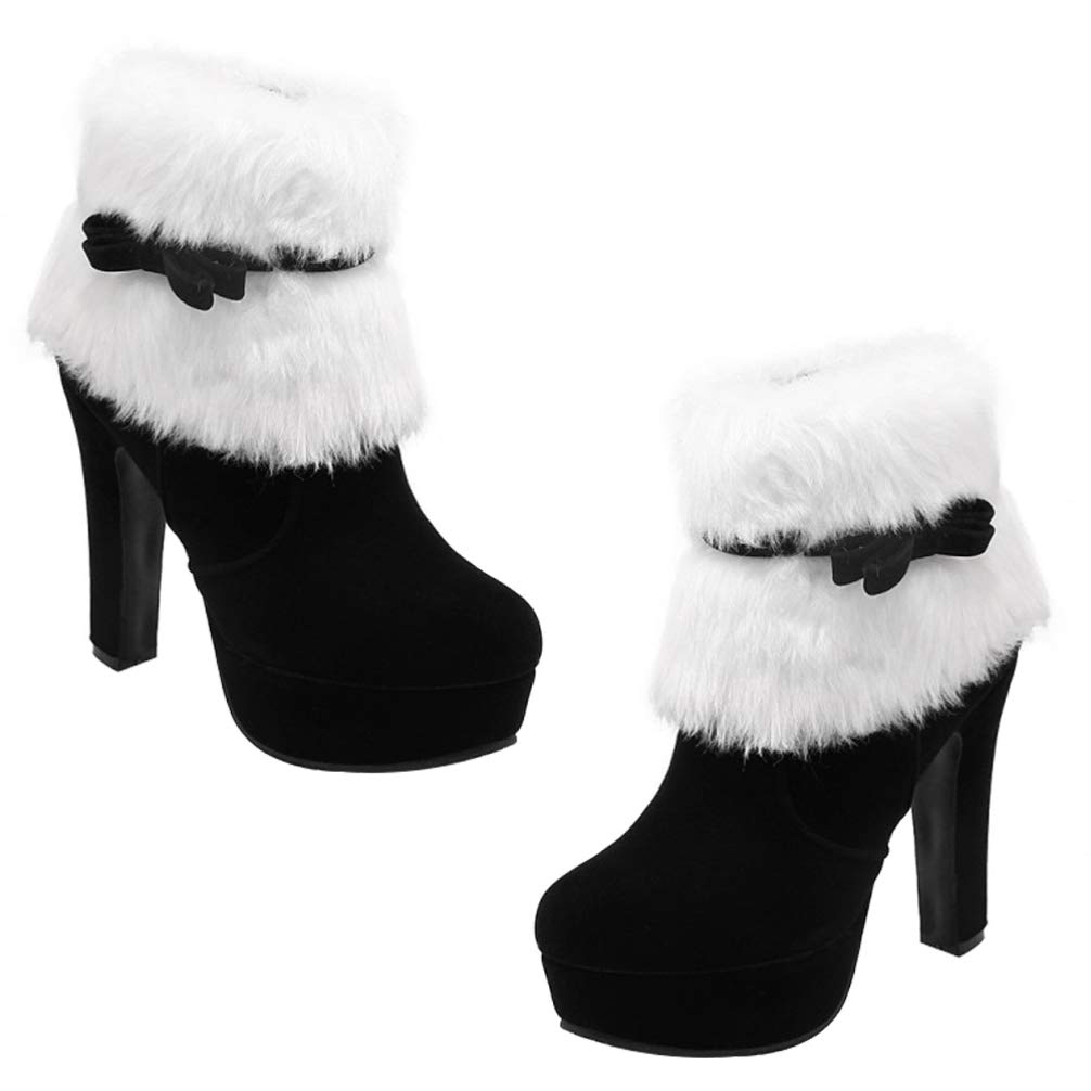 Bottines à talons hauts Happyyami en daim noir avec fermeture éclair pour femme