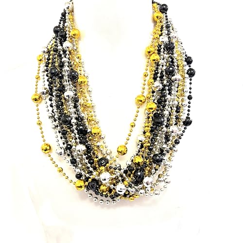 GZYSSL 49 Pcs Happy New Year Beads Necklaces Black Gold Silver New Year Eve Jumbo Beads Necklaces Happy New Year Eve Party Favors Decorations Accessories by GZYSSL - Image 4