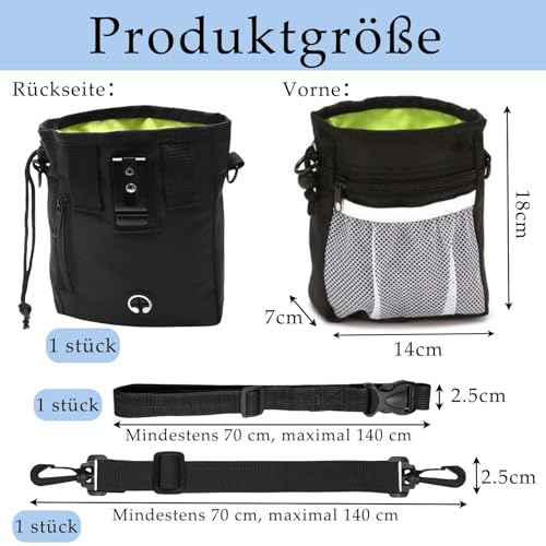 agogue Leckerlitasche für Hunde, Schwarz Leckerlibeutel für Hunde, Vielseitig Tragbar Futterbeutel Hundetraining, Verwendet Spaziergänge Training Fütterung Reisen und Wandern