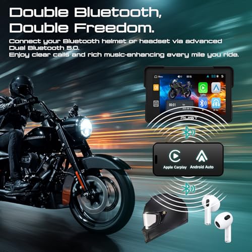 Image of 7.0 inch Wireless Motorcycle CarPlay Screen with TPMS, Model MOX70 | Wireless Apple CarPlay & Android Auto, IP67 Waterproof GPS, Dual Bluetooth, Magnetic Mount, Voice Control.