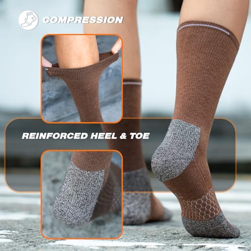 Merino Wool Work Boot Socks 3 Pairs Durable Compression Moisture Wicking Anti Blister Cushion Crew Outdoor Running Socks4