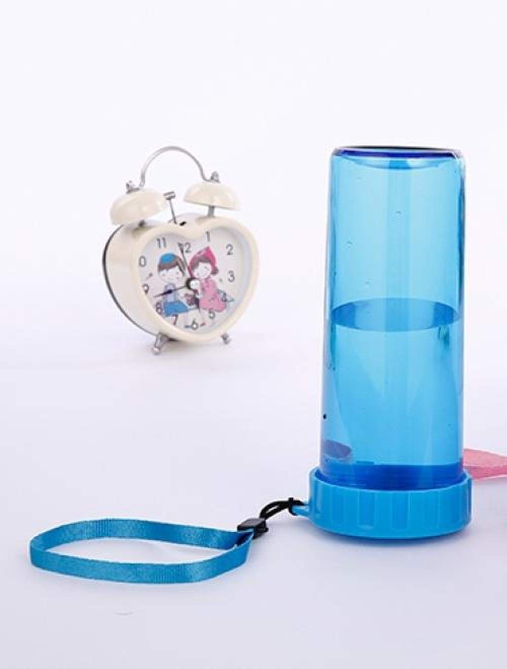 Botella de agua deportiva anticaídas de 310 ml vaso de plástico con tapa portátil simple transparente taza de mano estudiante, color: azul (Color: azul)