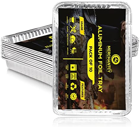 MERCHANTCY Disposable Aluminium Tin Foil Trays - Freezer Safe Foil Roasting Trays for Oven/Microwave/Grill - Take Away Foil Food Containers for Baking/Roasting/Cooking/Serving/Storing Food