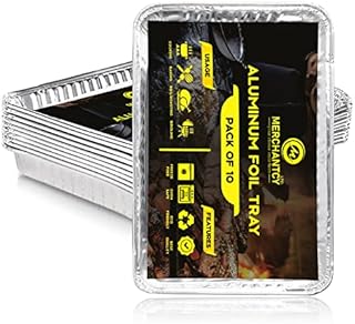 MERCHANTCY Disposable Aluminium Tin Foil Trays - Freezer Safe Foil Roasting Trays for Oven/Microwave/Grill - Take Away Foil Food Containers for Baking/Roasting/Cooking/Serving/Storing Food