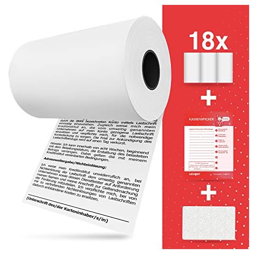 Licurat - Rollos De Papel Térmico Y Limpieza Ec - 57 Mm X 18 M X 12 Mm - Rollos De Papel Térmico Ec Para Ingenico Move 5000, Iwl280, Iwl 280 - [18 Ec Rollos Térmicos De 57 Mm]