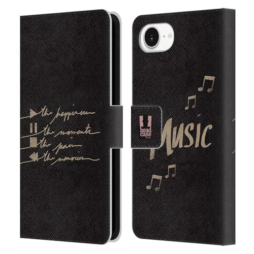 Étui cuir iPhone 17e anti-choc avec fentes cartes motif Boutons de Joueur Musique
