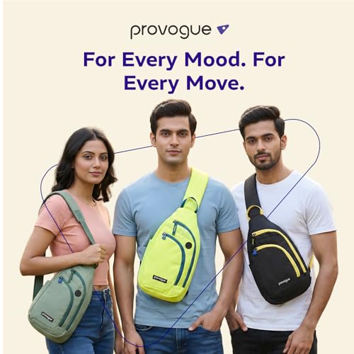 Image of Provogue Bolt Crossbody Bag for Men and Women, Sling Bag, Small Backpack, Multi-pocket Bag for Travel, Chest Bag with 8 inch Tab Pocket, One Side Shoulder Bag
