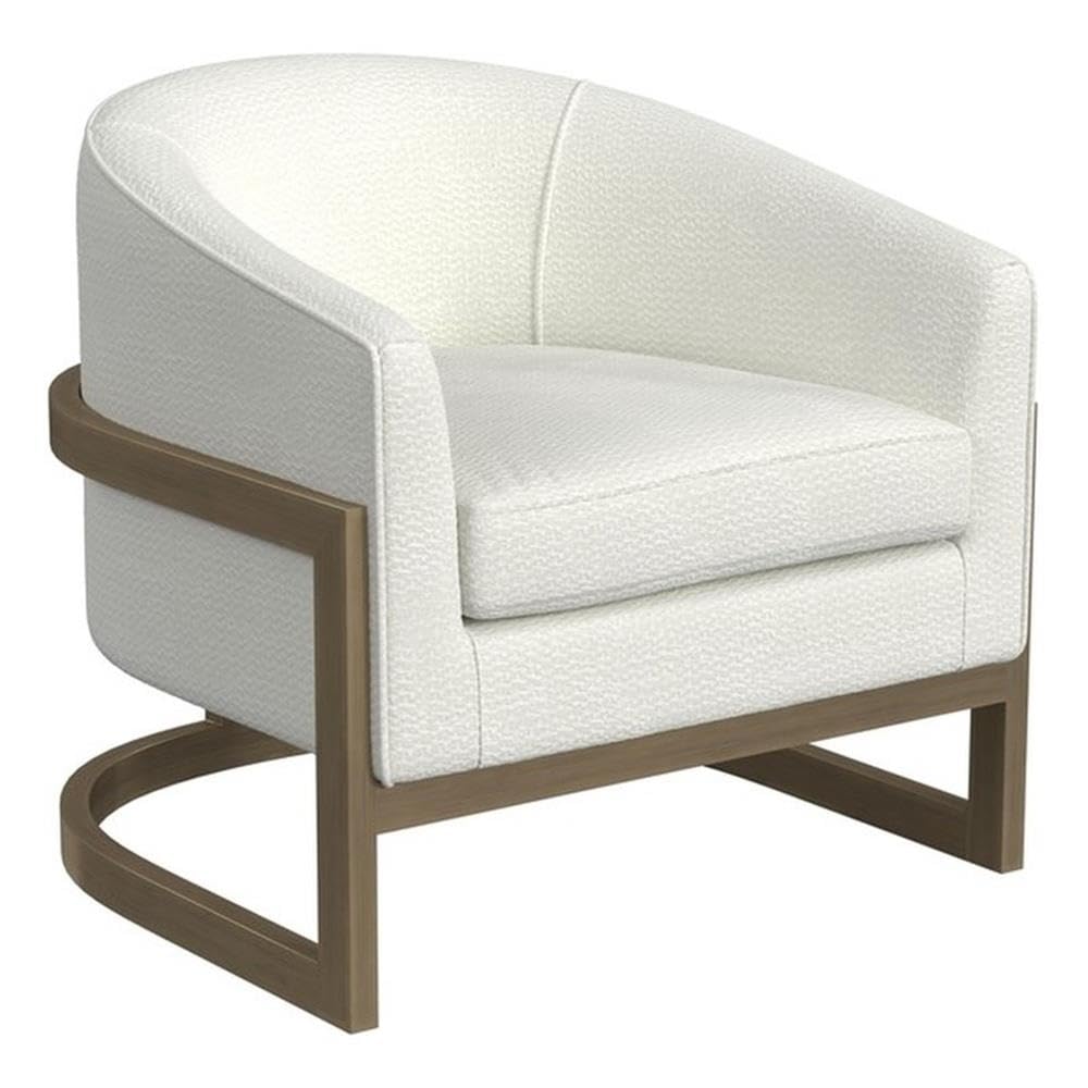 Bassett Mirror Neve Metal & Fabric Accent Chair in Gold/Ivory White